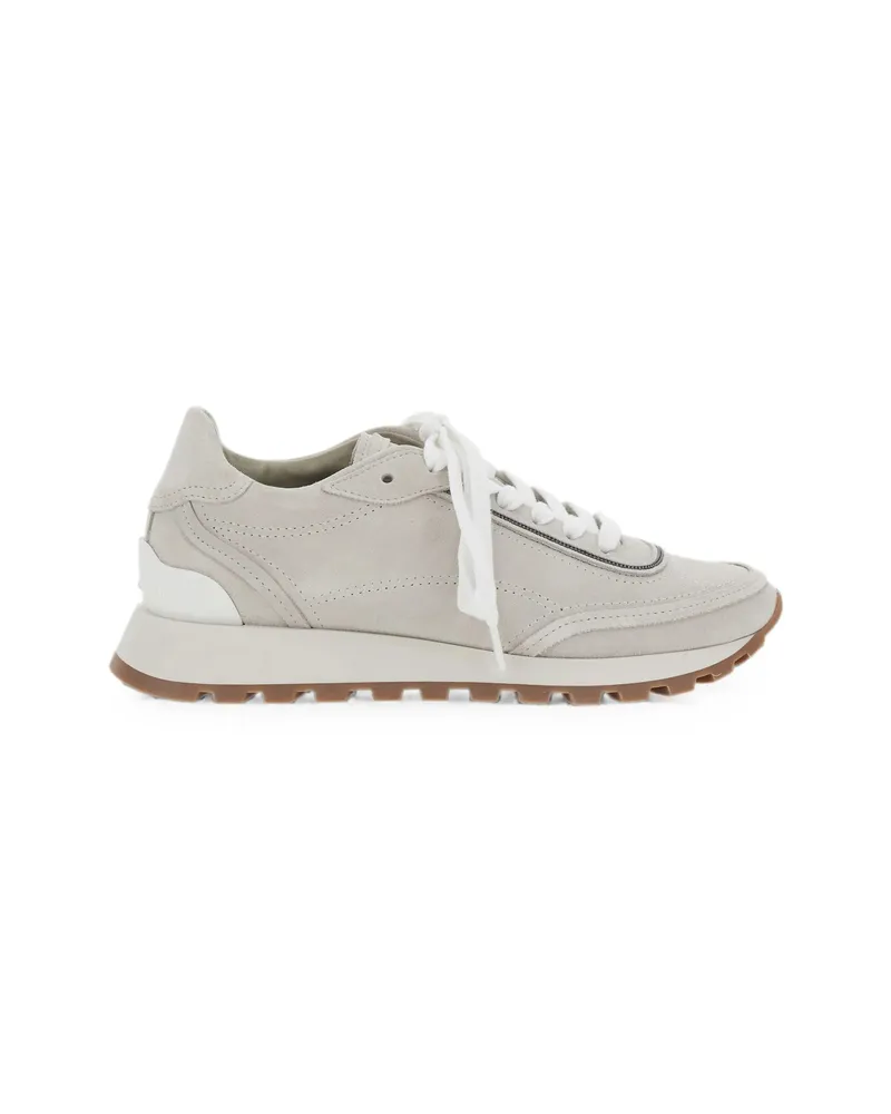 Brunello Cucinelli Monili-trim Panelled Sneakers Neutrals