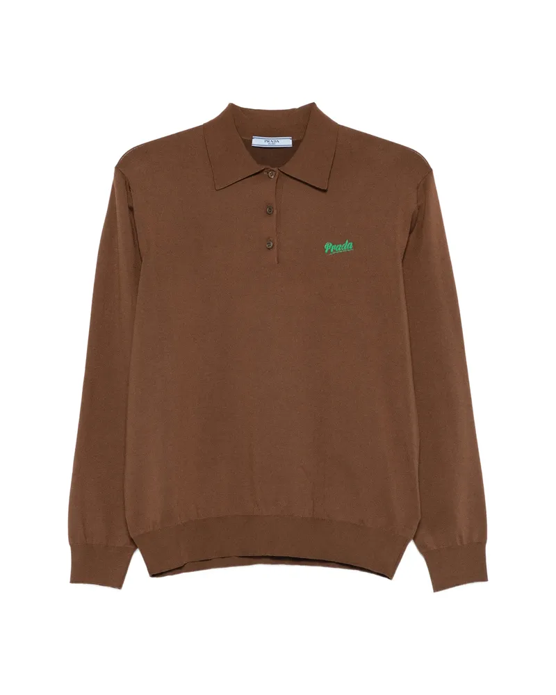Prada Knitted Polo Shirt Brown