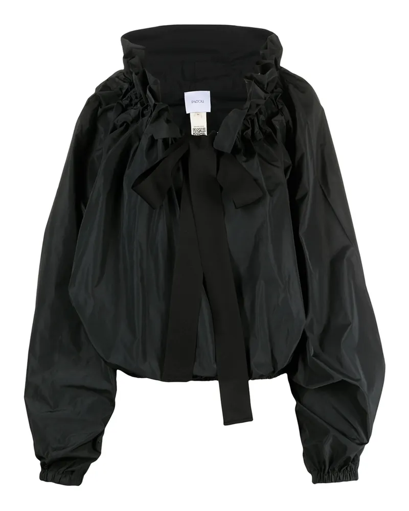 Patou Grosgrain Puff-sleeve Blouse Black