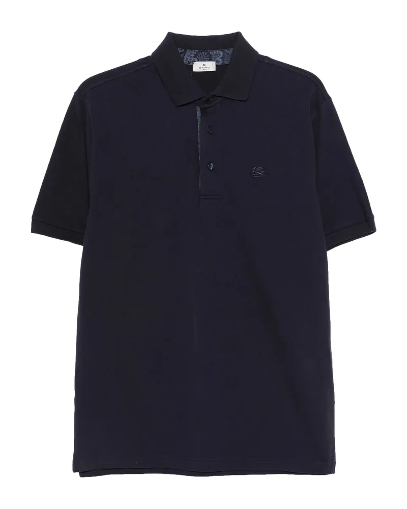 Etro Logo-embroidered Polo Shirt Blue
