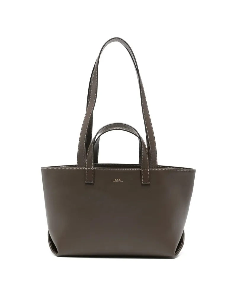 A.P.C. A. p.c. Drummer Logo-print Top-handle Tote Bag Brown
