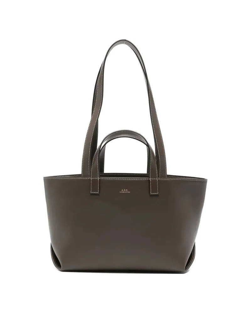 A.P.C. A. p.c. Drummer Logo-print Top-handle Tote Bag Brown