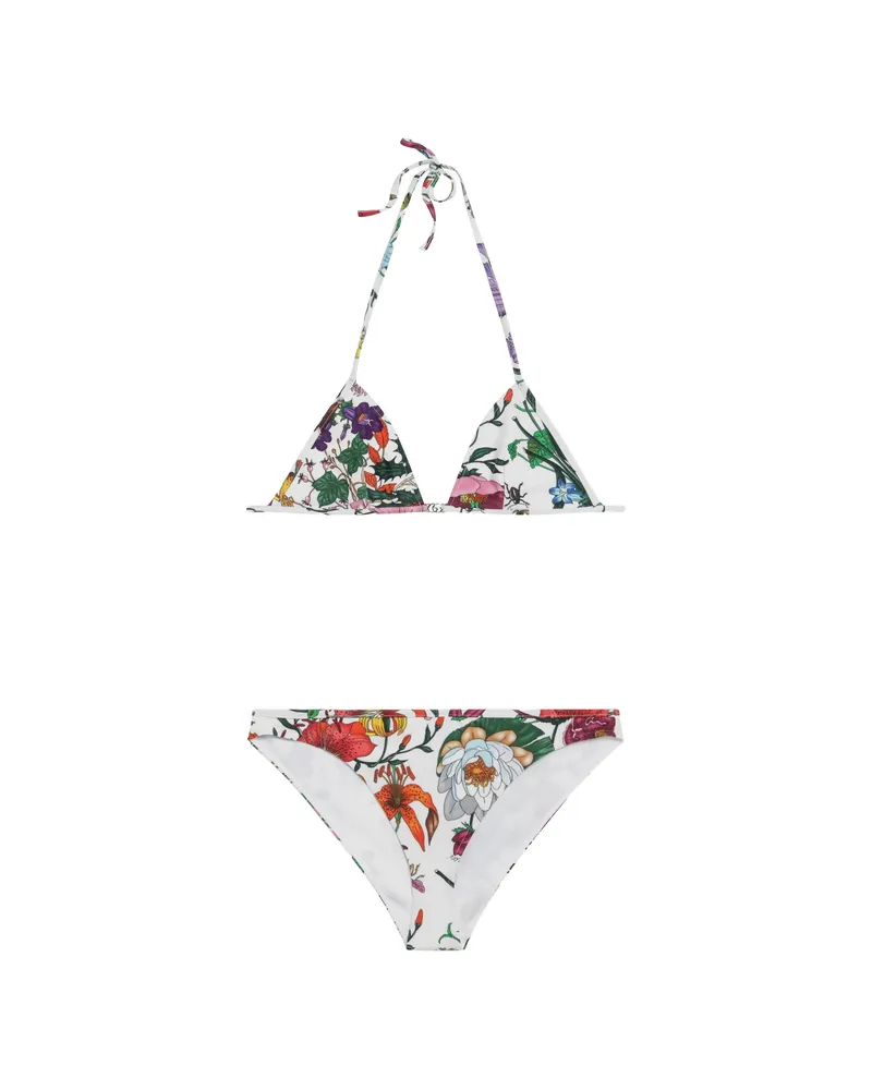 Gucci Floral-print Triangle Bikini White