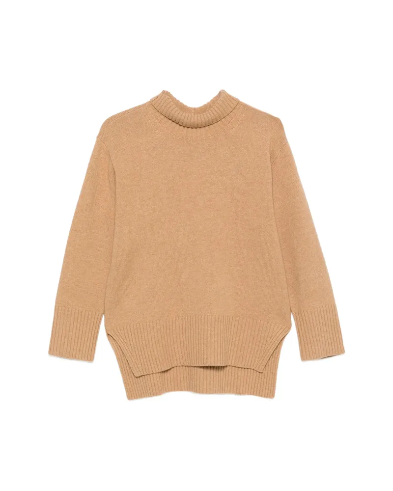 Calvin Klein Lux Ribbed-knit High-neck Sweater Neutrals
