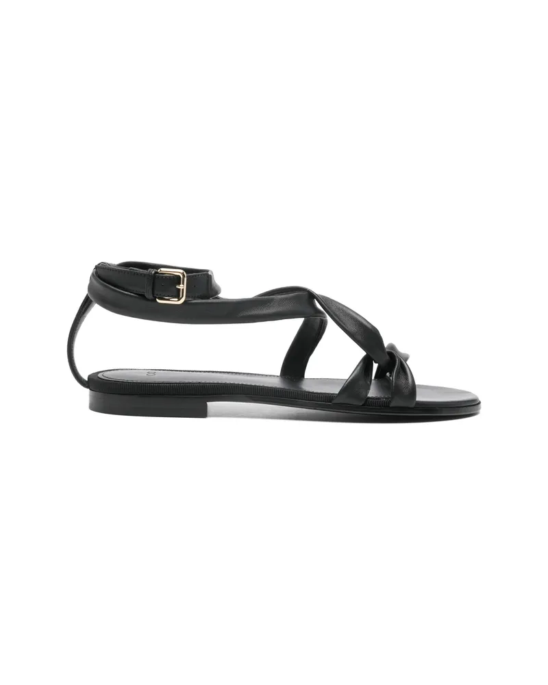 Co Knotted Strap Flat Sandals Black