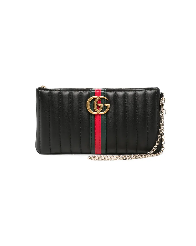 Gucci GG Marmont Web-stripe Quilted Clutch Bag Black