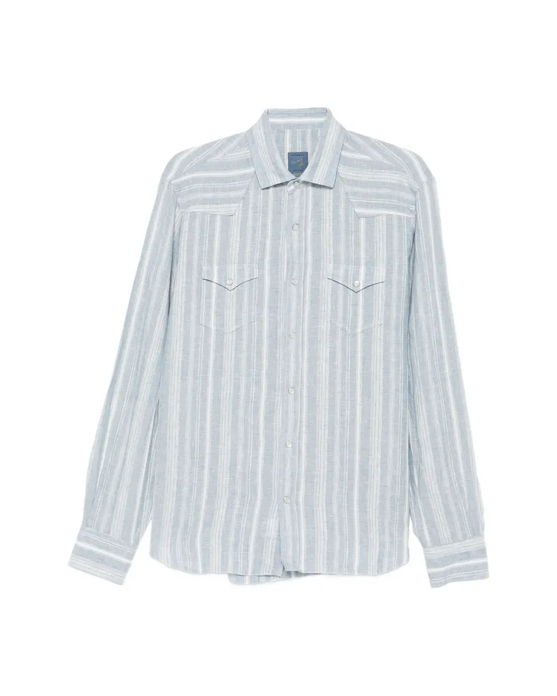 BARBA Striped Flap-pockets Shirt Blue