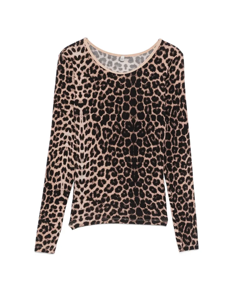 Baserange Emily Leopard-print Long-sleeve Top Neutrals