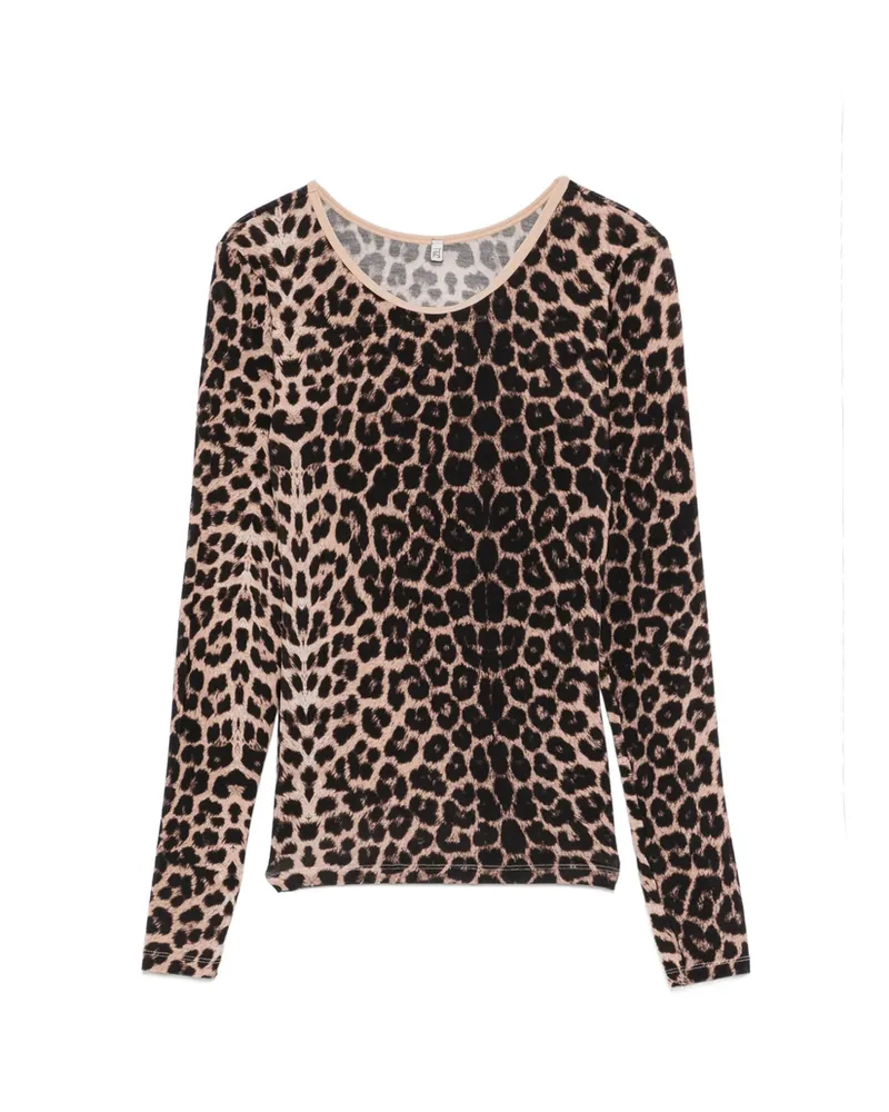 Baserange Emily Leopard-print Long-sleeve Top Neutrals