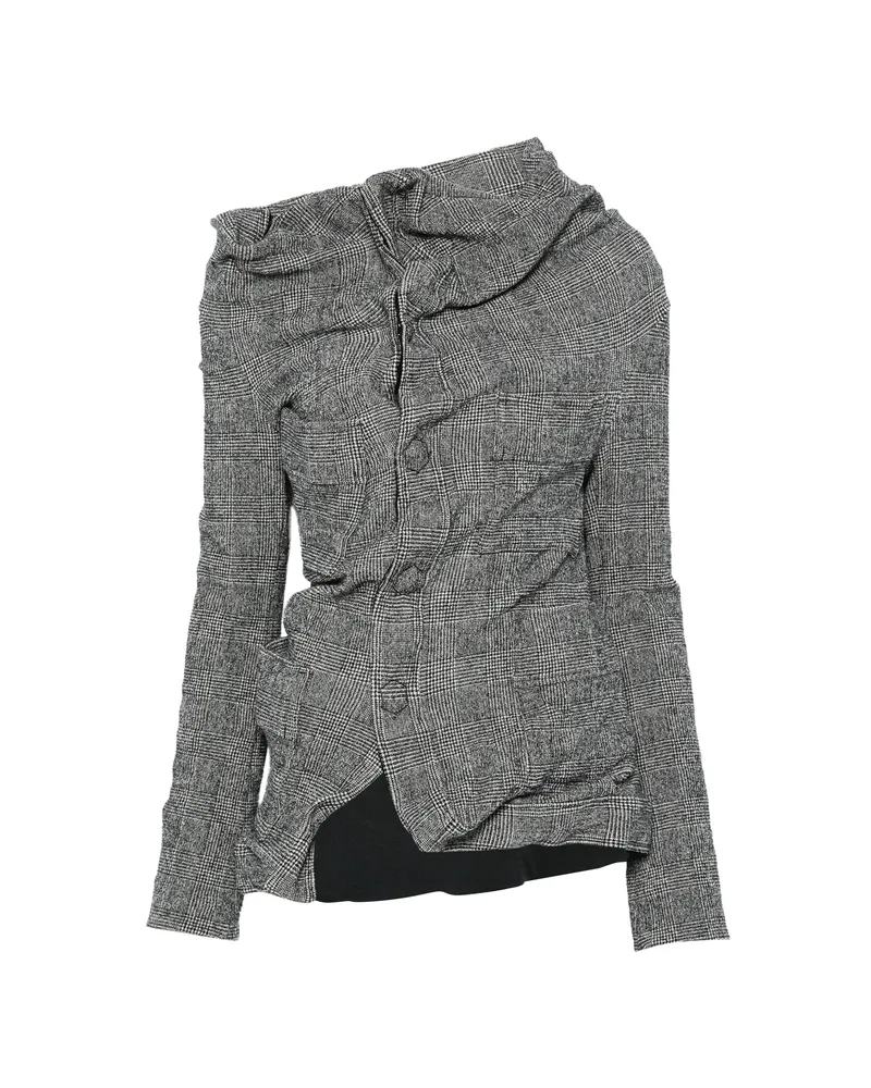 Junya Watanabe Check-pattern Draped Jacket Grey