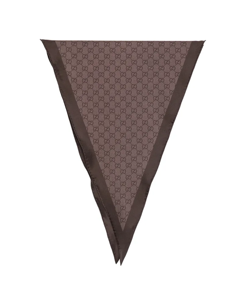 Gucci GG Patterned Silk Scarf Brown