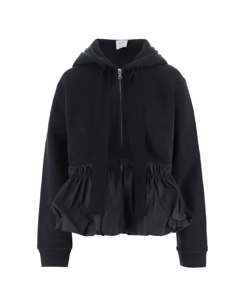 Patou Ruffled Zip-up Hoodie Black