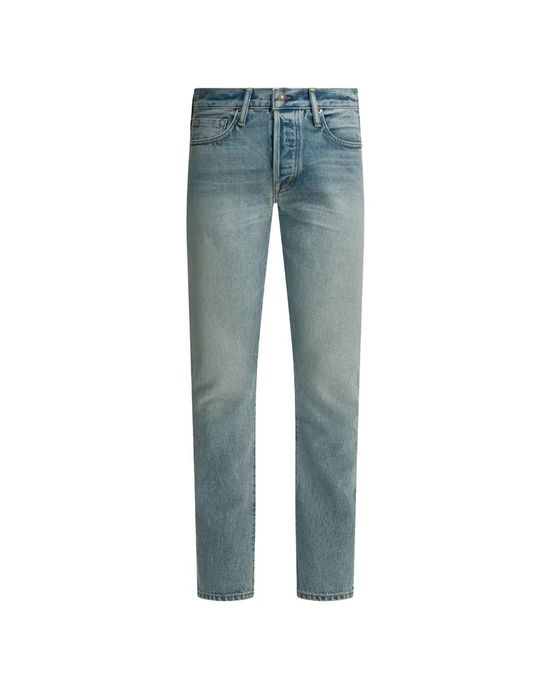 Tom Ford Button Cotton Jeans Blue