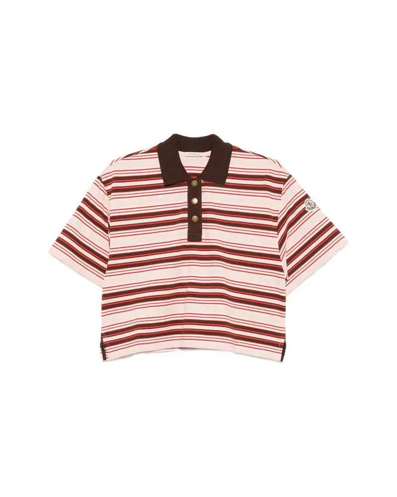 Moncler Striped Short-sleeve Polo Shirt Pink