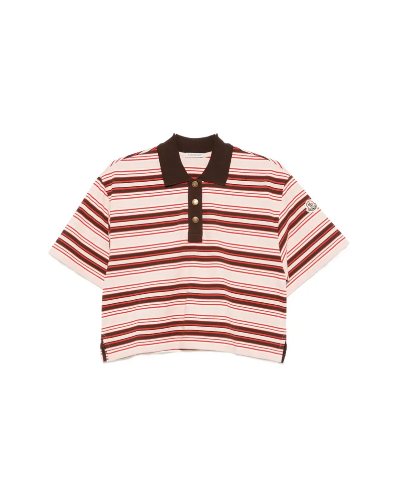Moncler Striped Short-sleeve Polo Shirt Pink