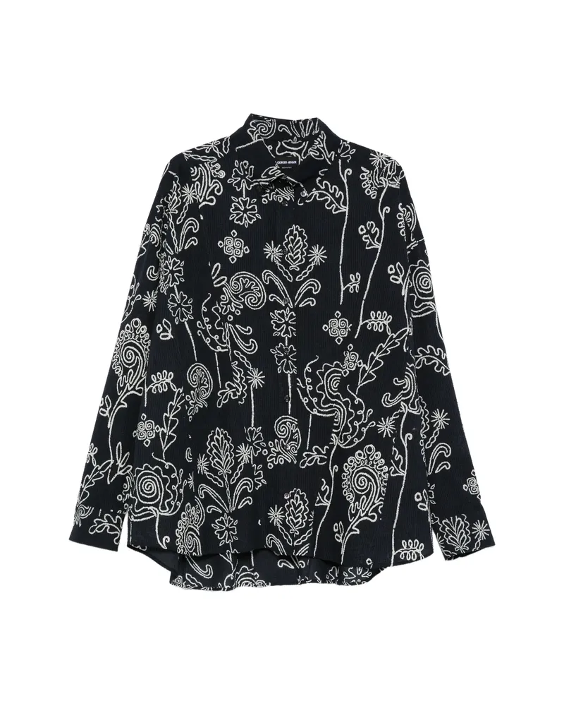 Giorgio Armani Floral-pattern Shirt Black