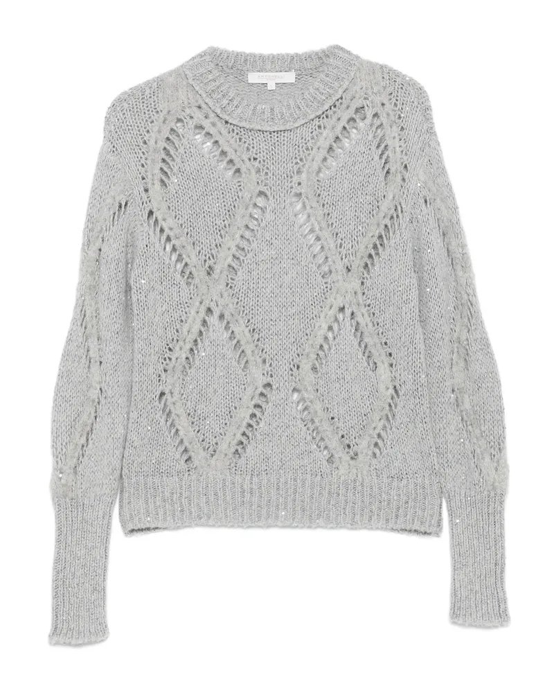 Antonelli Firenze Sequin-embellished Diamond-pattern Sweater Grey