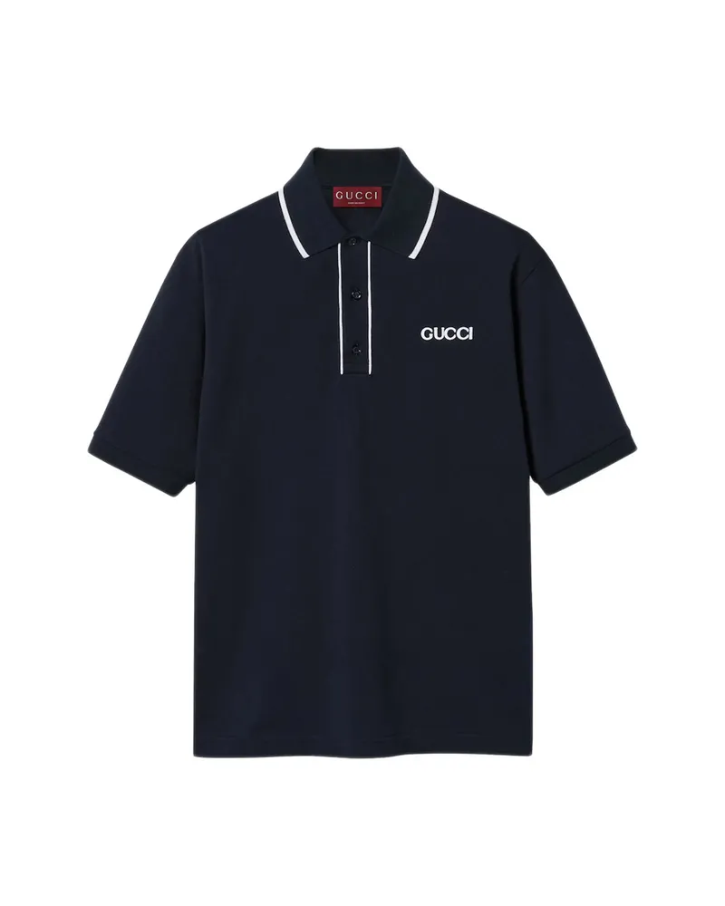 Gucci Contrasting-trim Polo Shirt Blue