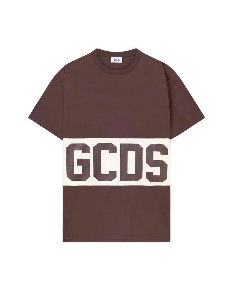 GCDS Logo-print Drop-shoulder T-shirt Brown
