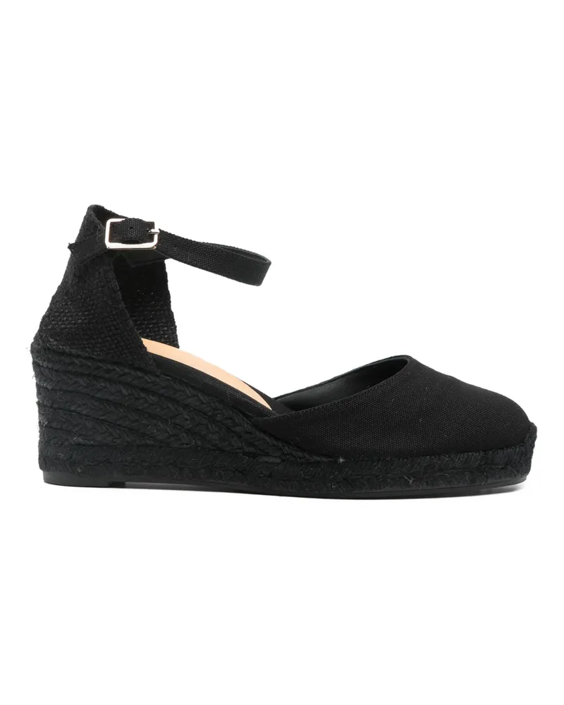 Castañer Ankle Strap Wedge Espadrilles Black