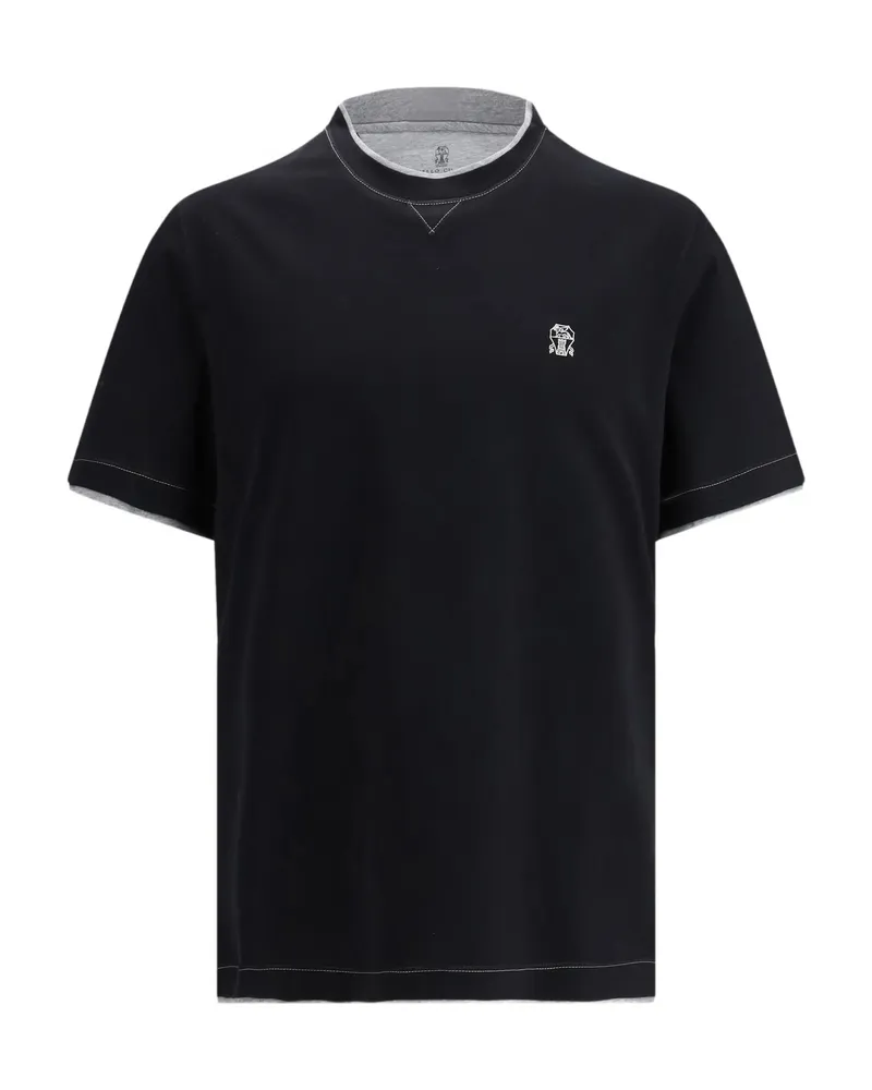 Brunello Cucinelli Embroidered-logo T-shirt Black