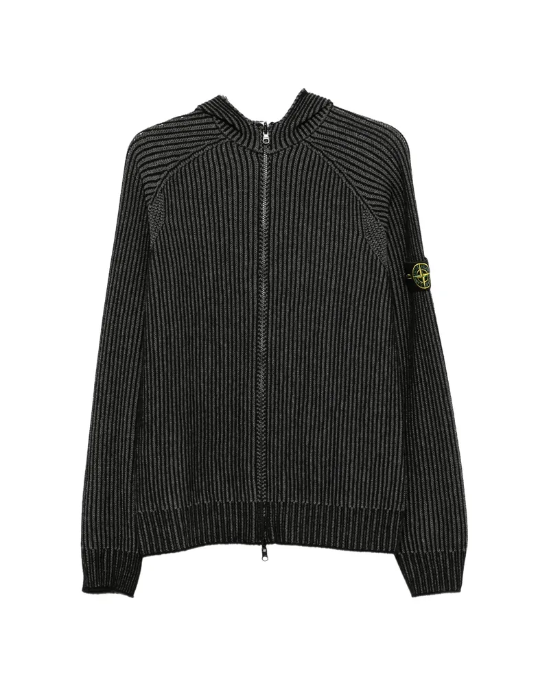 Stone Island Ribbed-knit Zip-up Cardigan Black