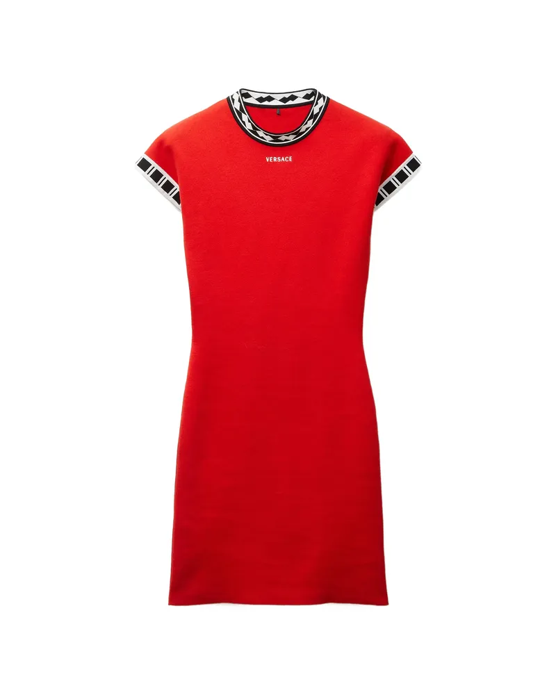 Versace Cotton Knit Mini Dress Red