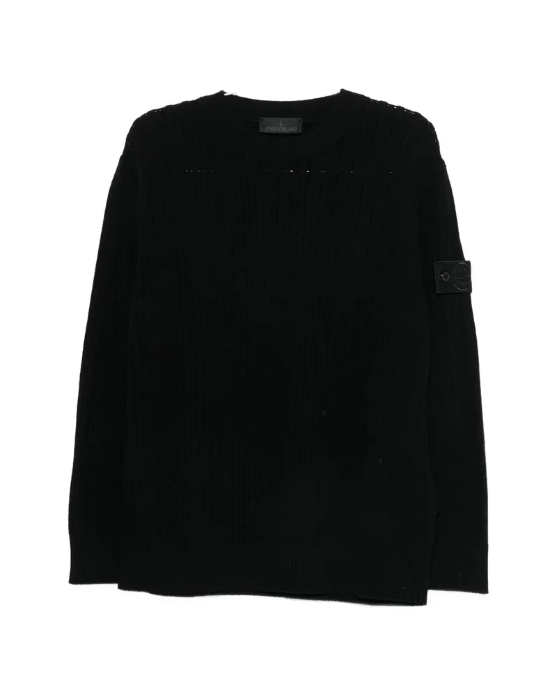 Stone Island Ribbed Logo-patch Sweater Black