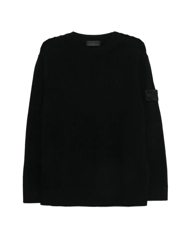Stone Island Ribbed Logo-patch Sweater Black