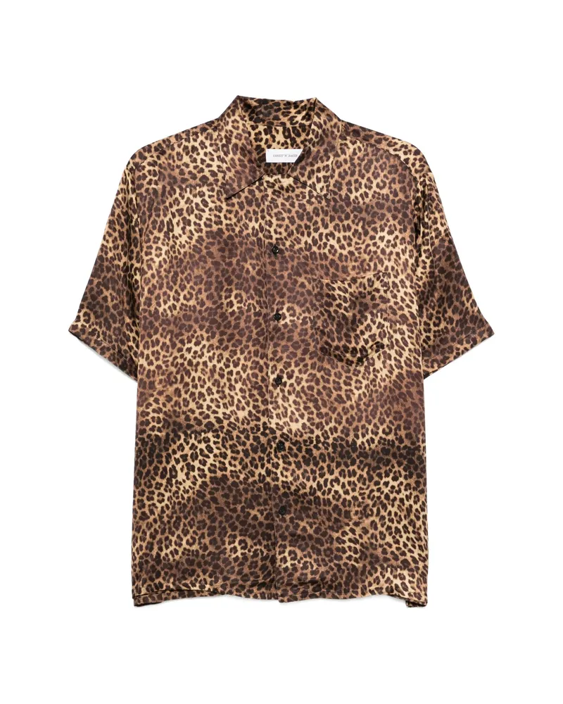 Ernest W. Baker Animal-print Short-sleeve Shirt Brown