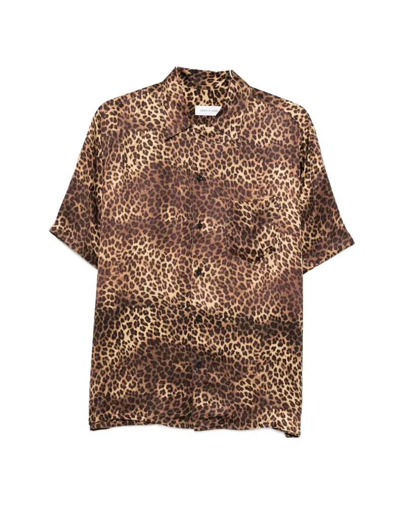 Ernest W. Baker Animal-print Short-sleeve Shirt Brown