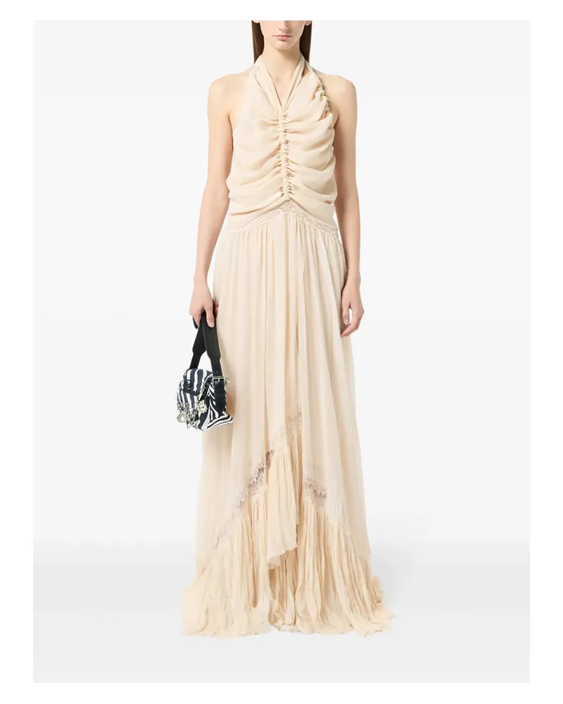 Blumarine Georgette Maxi Dress Neutrals
