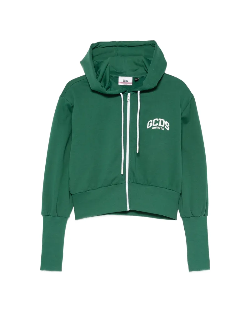 GCDS Zip-up Logo-print Hoodie Green