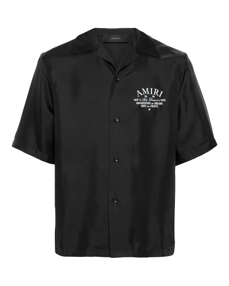 Amiri Logo-print Silk Shirt Black