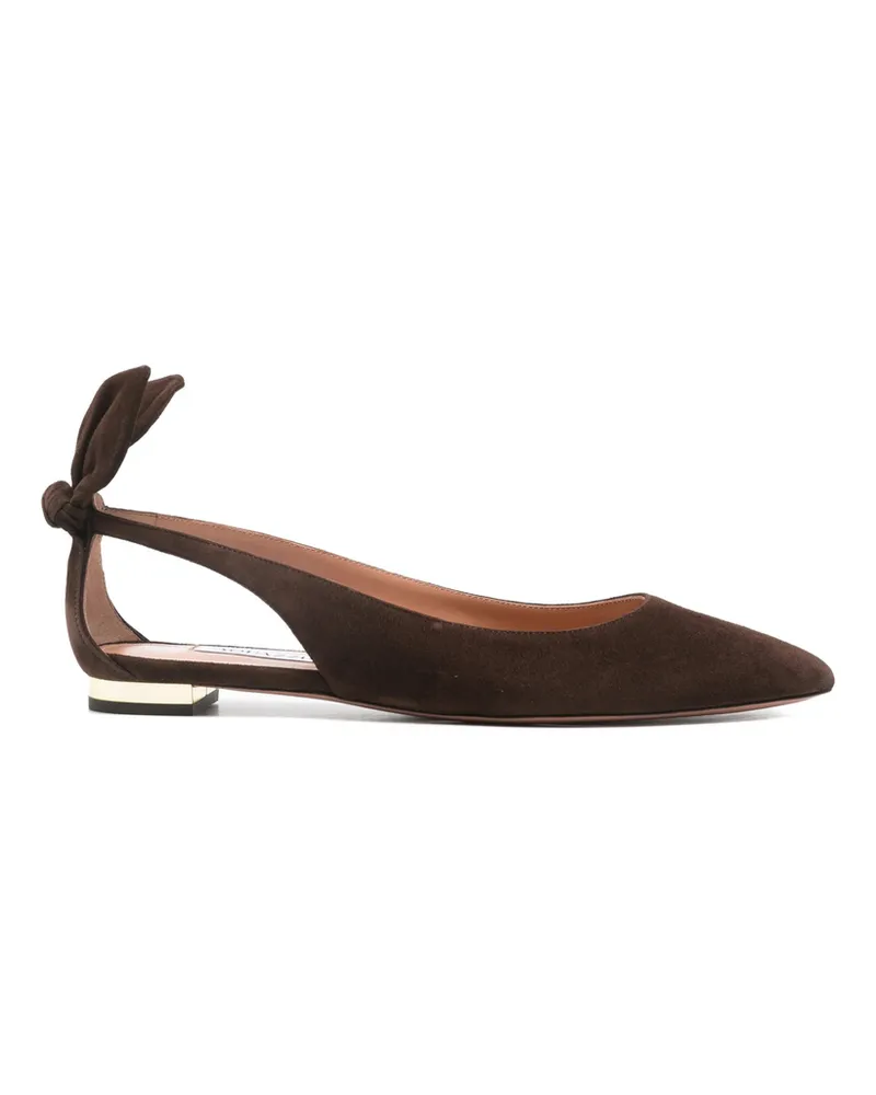 Aquazzura Bow Slingback Ballet Flats Brown