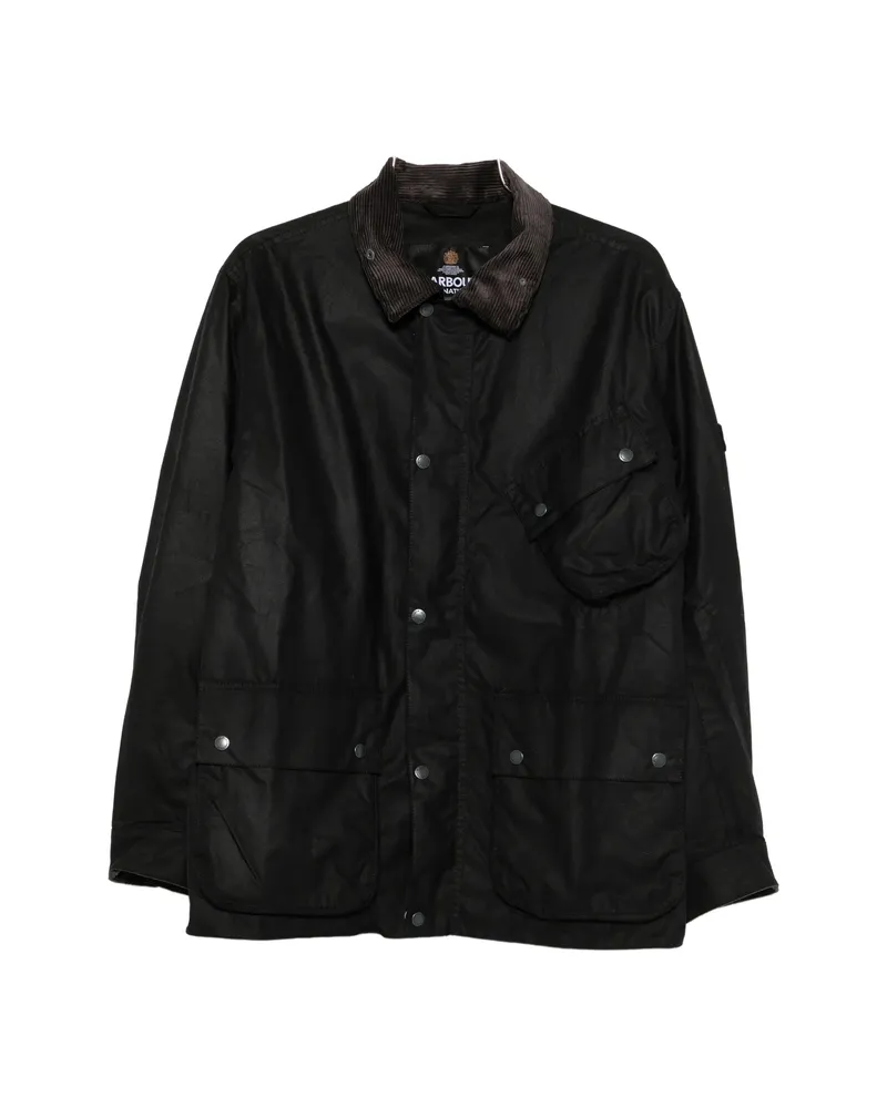 Barbour Waxed-cotton Corduroy-collar Jacket Black
