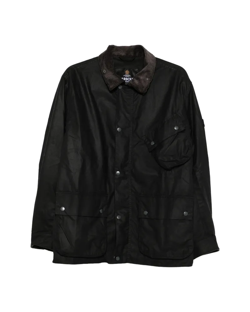Barbour Waxed-cotton Corduroy-collar Jacket Black