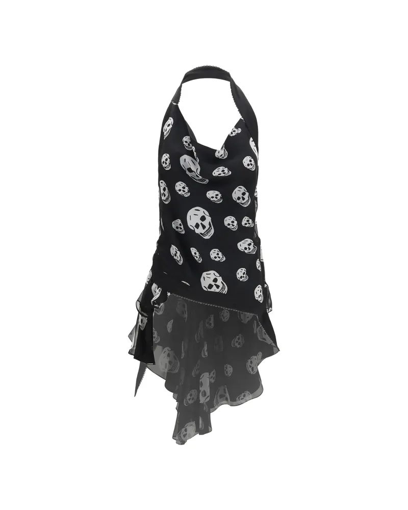 Alexander McQueen Halter Silk Top Black