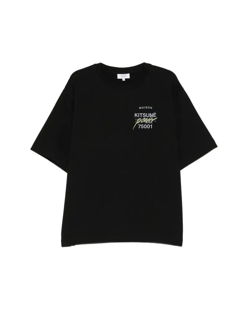Kitsuné Logo-print Fox-motif T-shirt Black