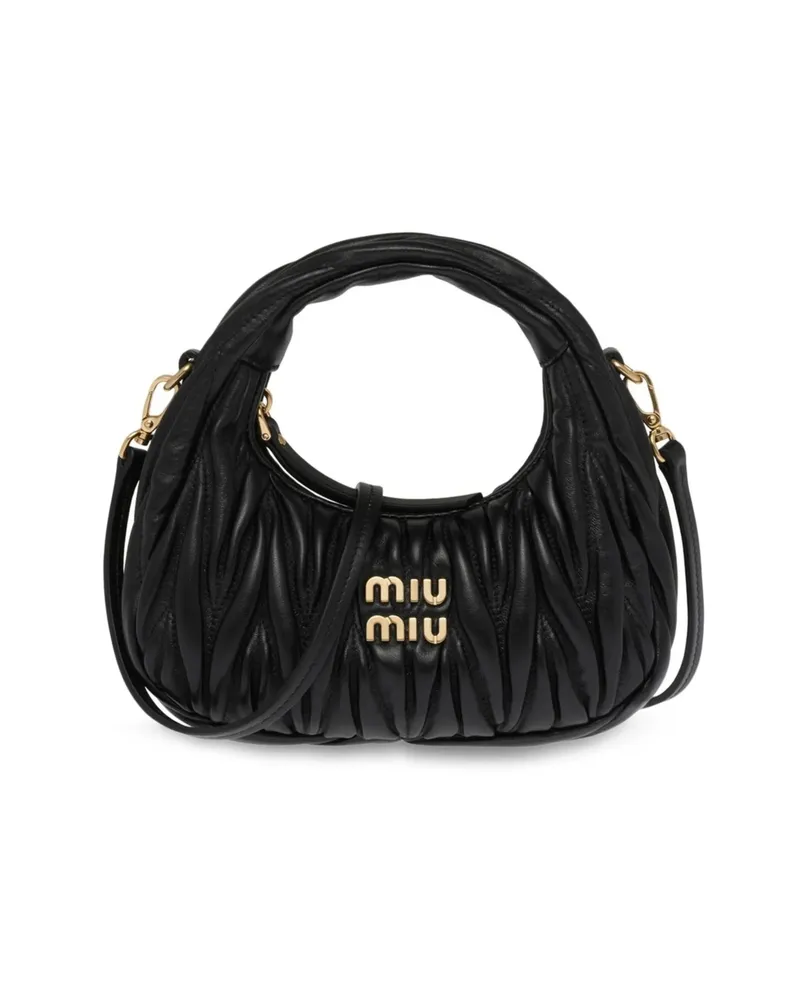 Miu Miu Mini Wander Matelassé Leather Tote Bag Black