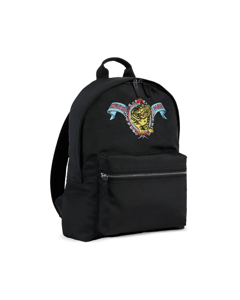Kenzo Jumping Tiger Embroidered Backpack Black