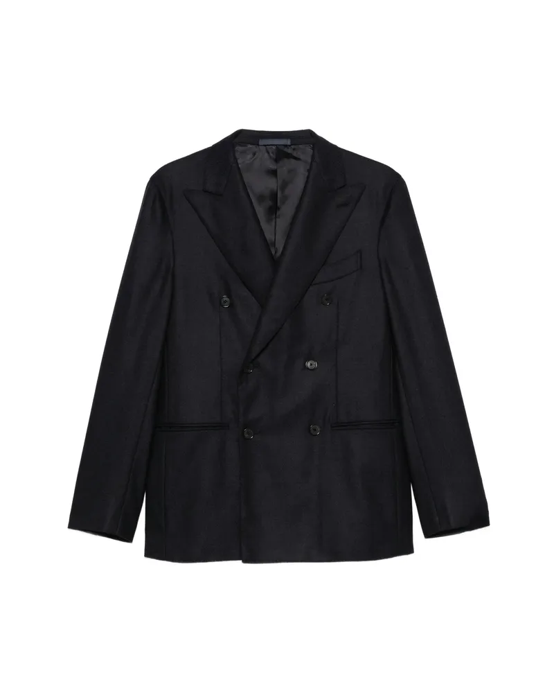 Caruso Double-breasted Peak-lapel Jacket Blue