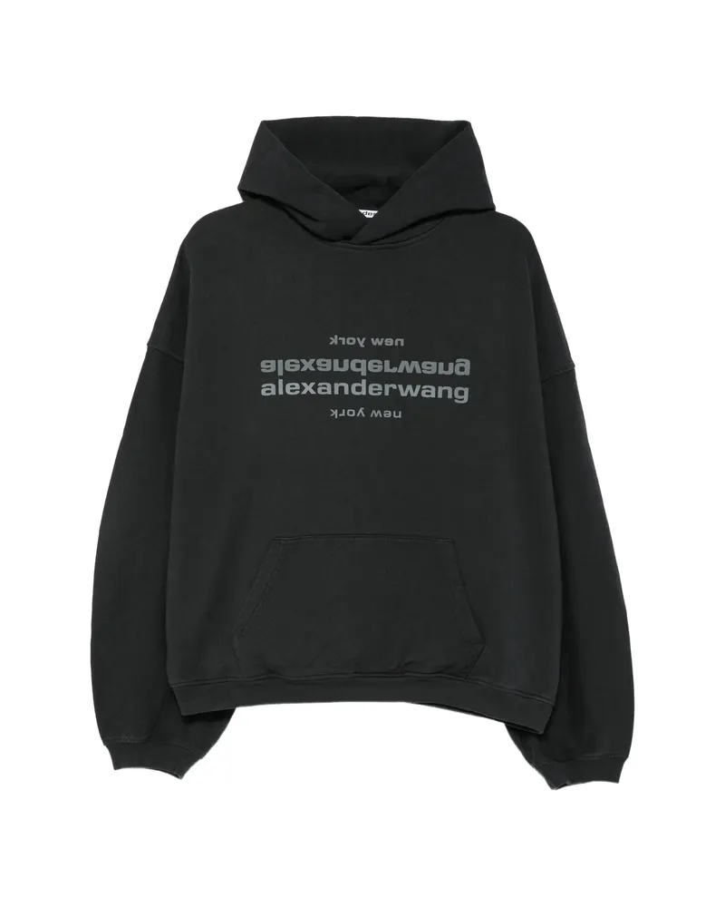 Alexander Wang Logo-print Cotton Hoodie Black