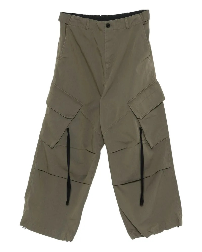 Isabel Benenato Cotton Cargo Trousers Green