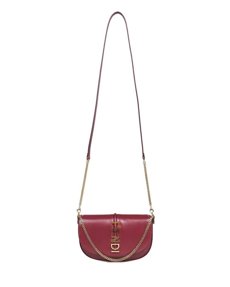 Fendi Lettering Flap Tote Bag Red
