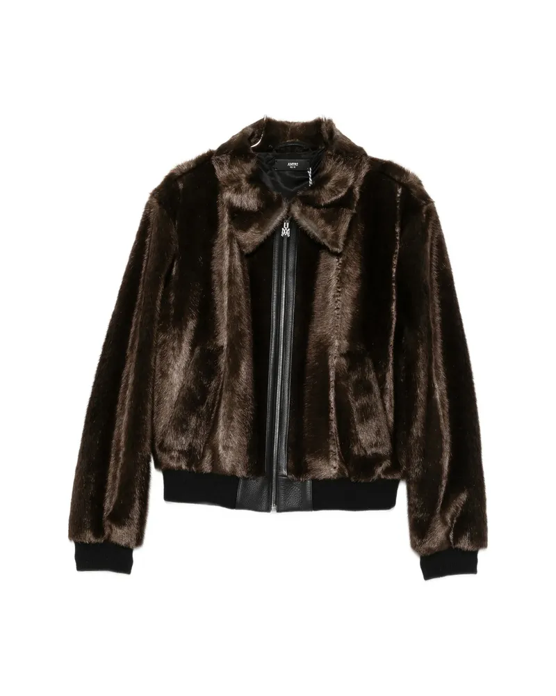 Amiri Faux-fur Panelled Jacket Brown