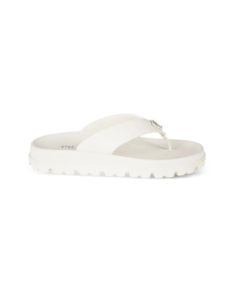 Prada Logo-plaque Flip Flops White
