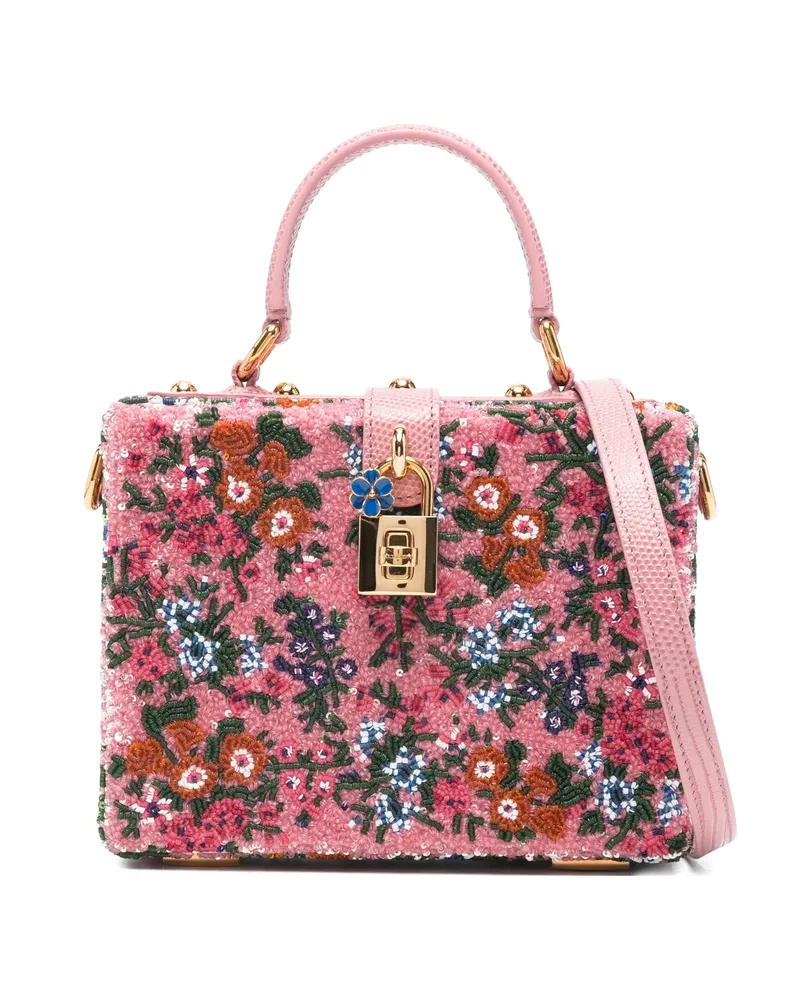 Dolce & Gabbana Floral Padlock Tote Bag Pink