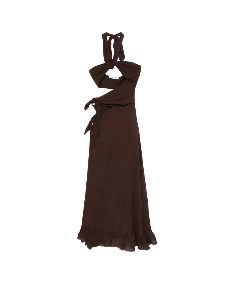 Raquel Diniz Teresa Cut-out Ruffled Maxi Dress Brown
