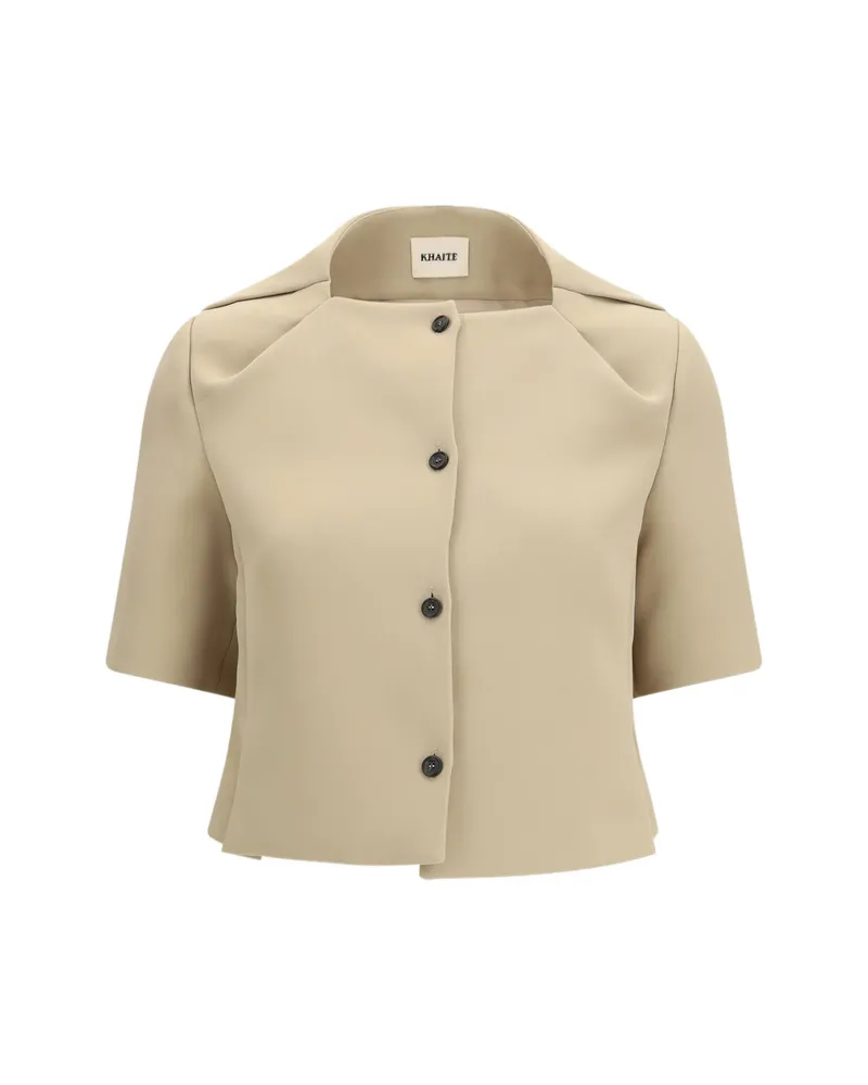 KHAITE Franc Button Short Sleeve Jacket Neutrals